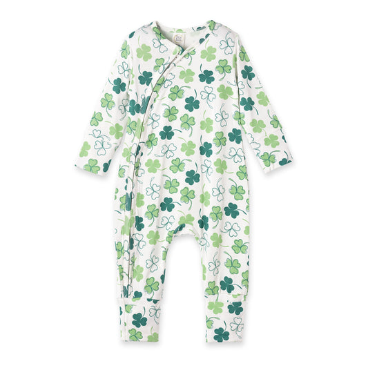 Shamrock Zip Romper – Convertible Cuff Bamboo Irish Sleeper