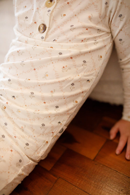 Vintage Blooms 2pc Henley Bamboo Pajamas - Sizes Newborn & Up!