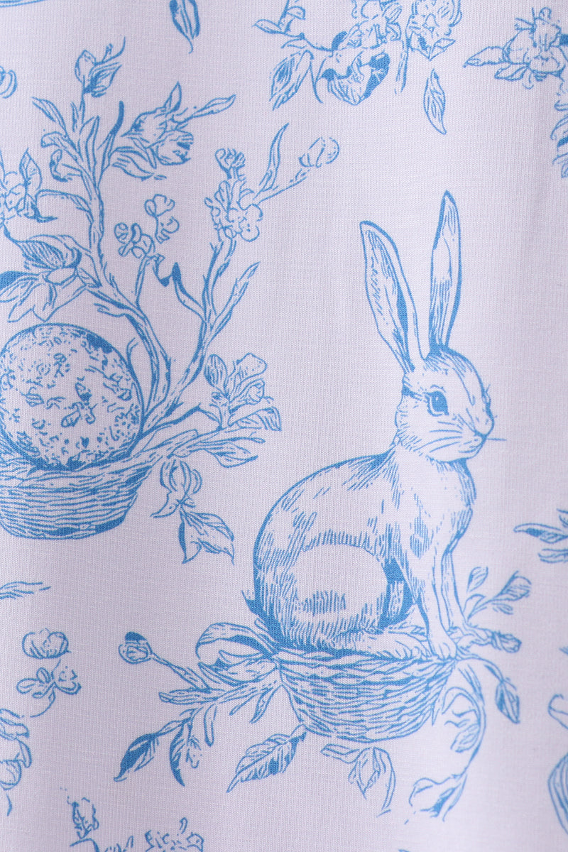 Blue bunny egg bamboo pajama shorts set