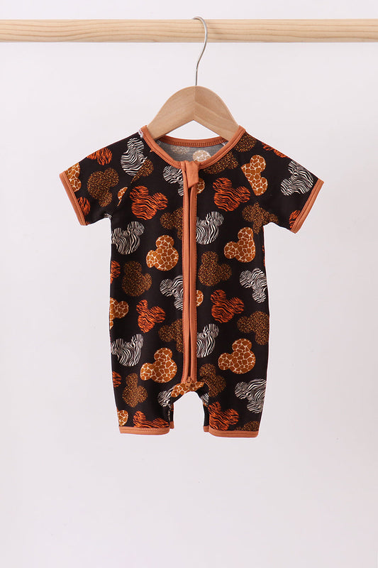 Brown character bamboo romper