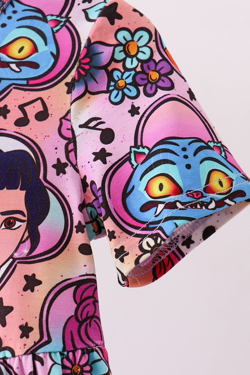 Purple character bamboo jumpsuit
