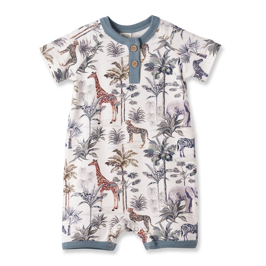 Jungle Safari Bamboo Baby Boy Shorty Romper