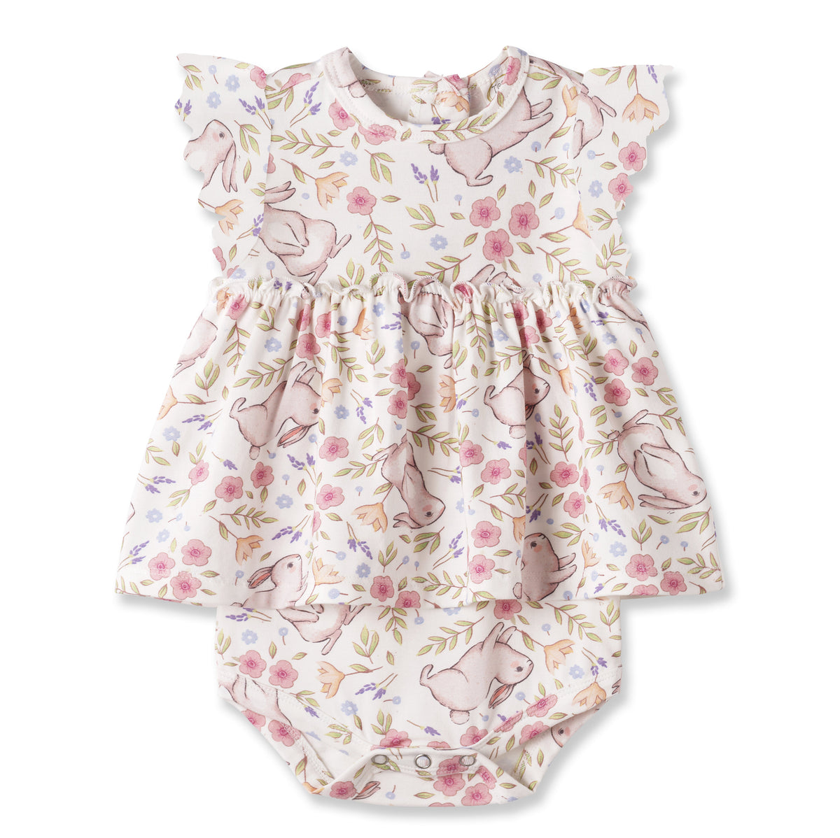 Bunny Blooms Baby Girl's Bamboo Skirted Bodysuit for Easter