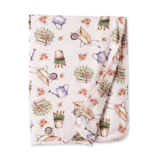 Petal Patch Stroller Blanket - Soft Bamboo Garden Throw