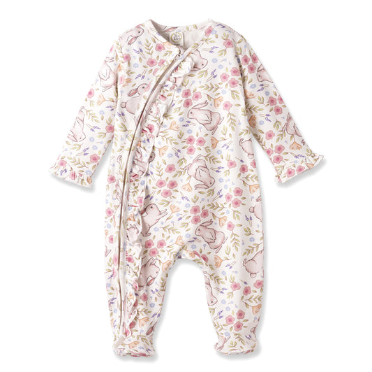 Bunny Blooms Soft Bamboo Zipper Romper for Easter