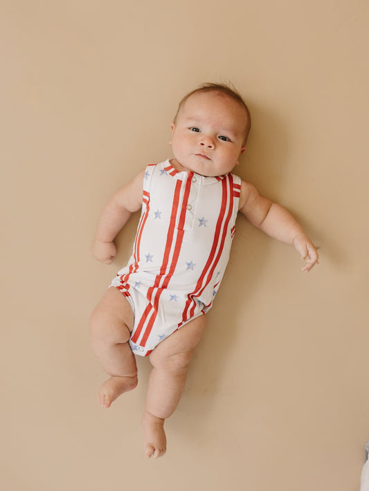 Stars & Stripes Henley Bamboo Romper