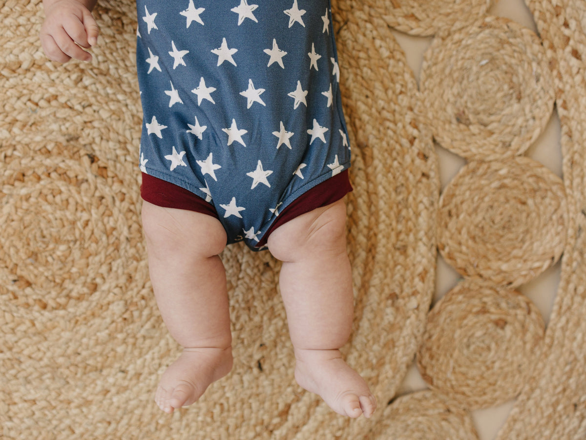 Navy Stars Henley Bamboo Romper