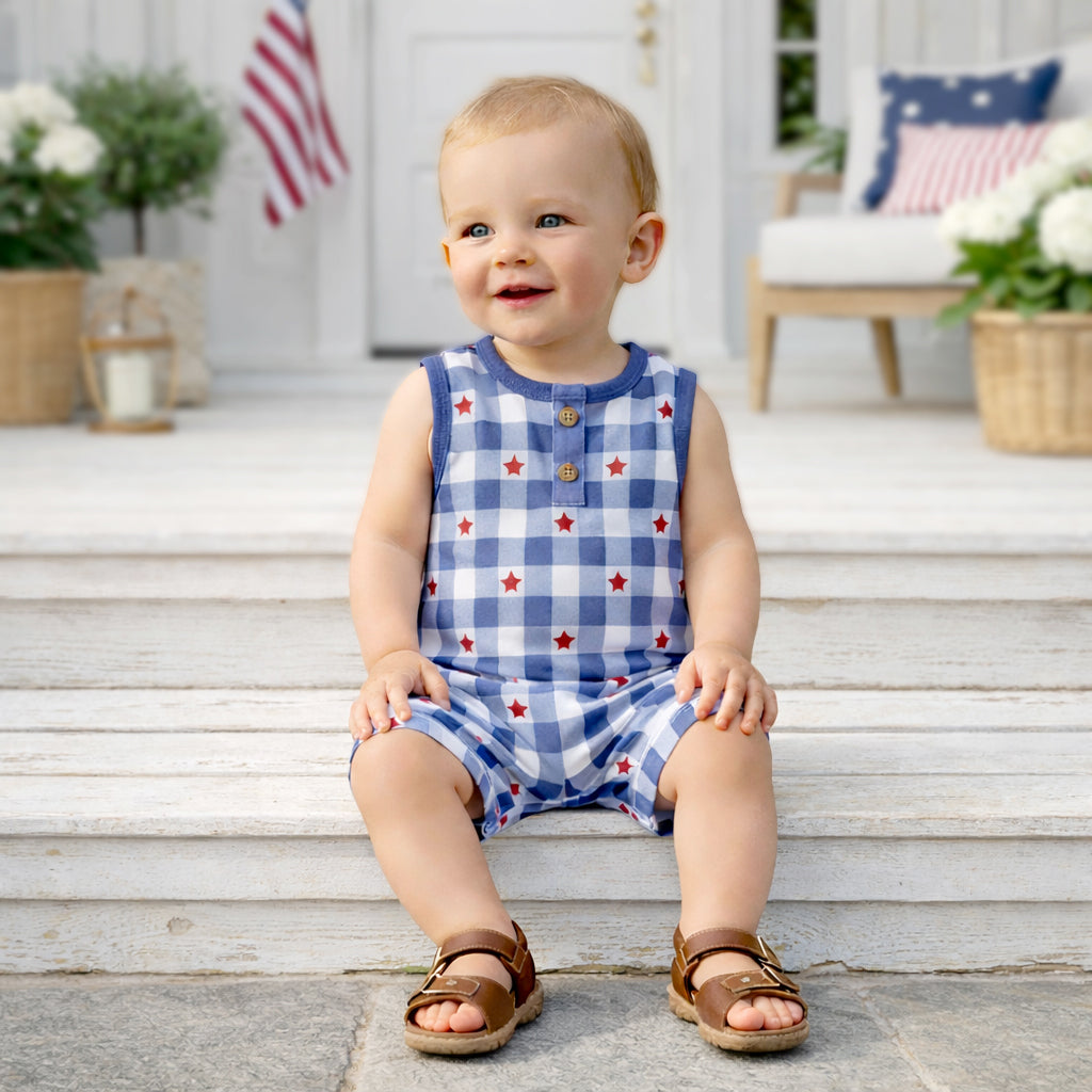 Americana Bamboo Short Baby Romper - 4th of July