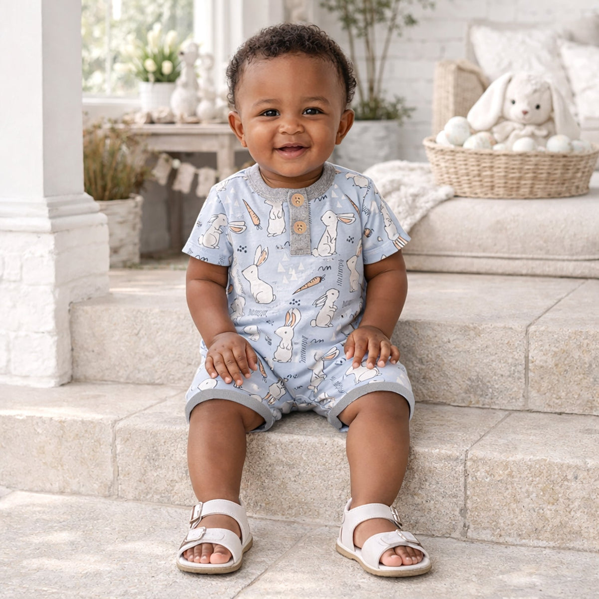 Cottontail Crew Bamboo Easter Shorty Romper for Baby Boys