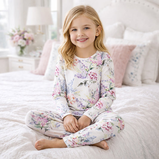 Dream Blossom Bamboo Kids Pajama Set with Floral Print