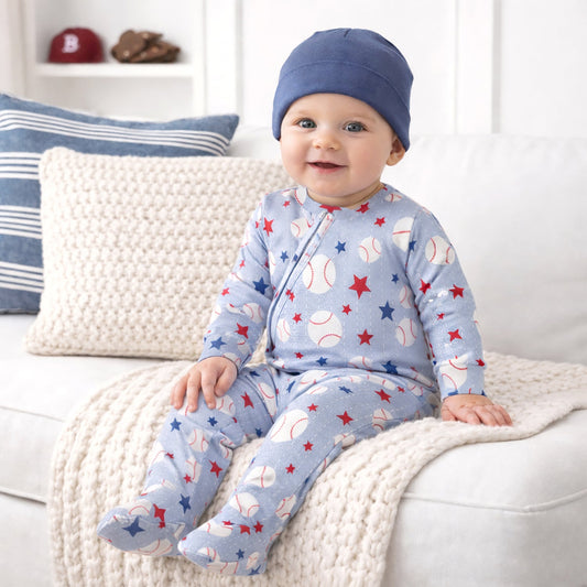 Grand Slam Baseball Bamboo Zipper Romper for Baby