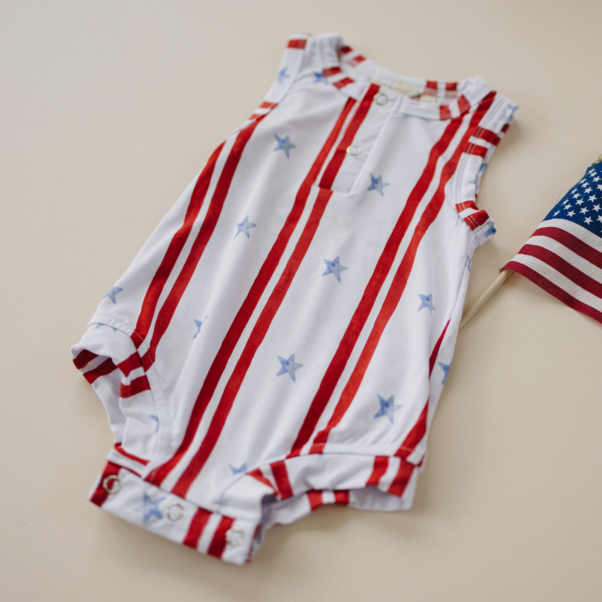 Stars & Stripes Henley Bamboo Romper