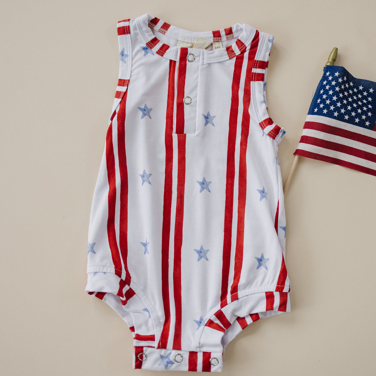 Stars & Stripes Henley Bamboo Romper