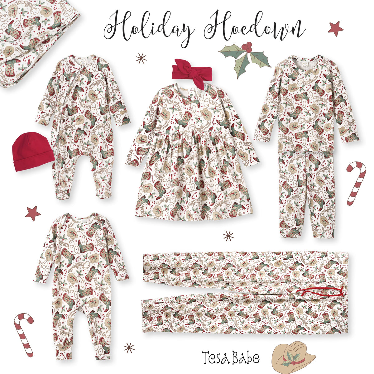 Western Christmas Stroller Blanket – Soft Bamboo Holiday