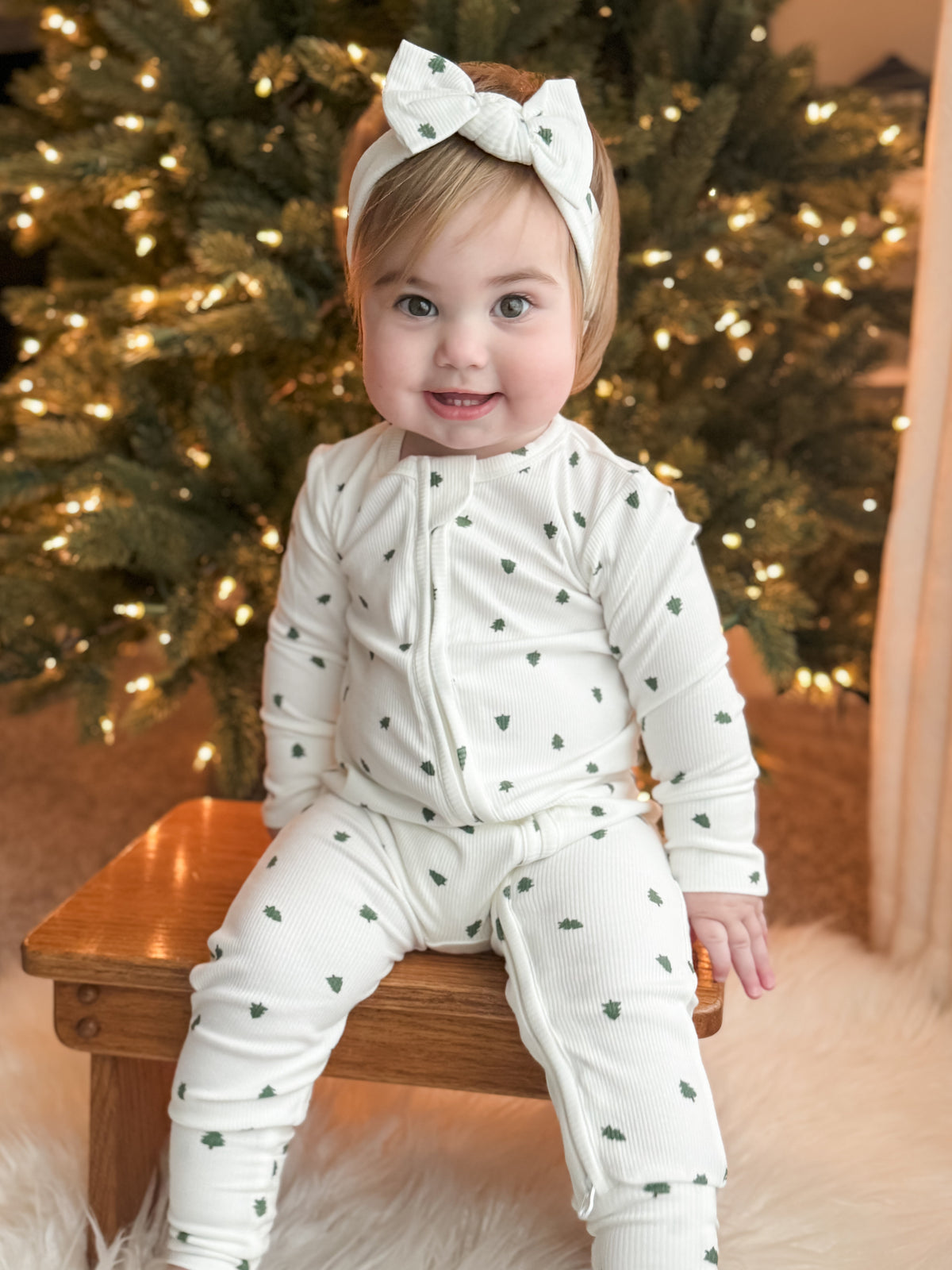 Tiny Trees Ribbed Bamboo Zippy Pajamas