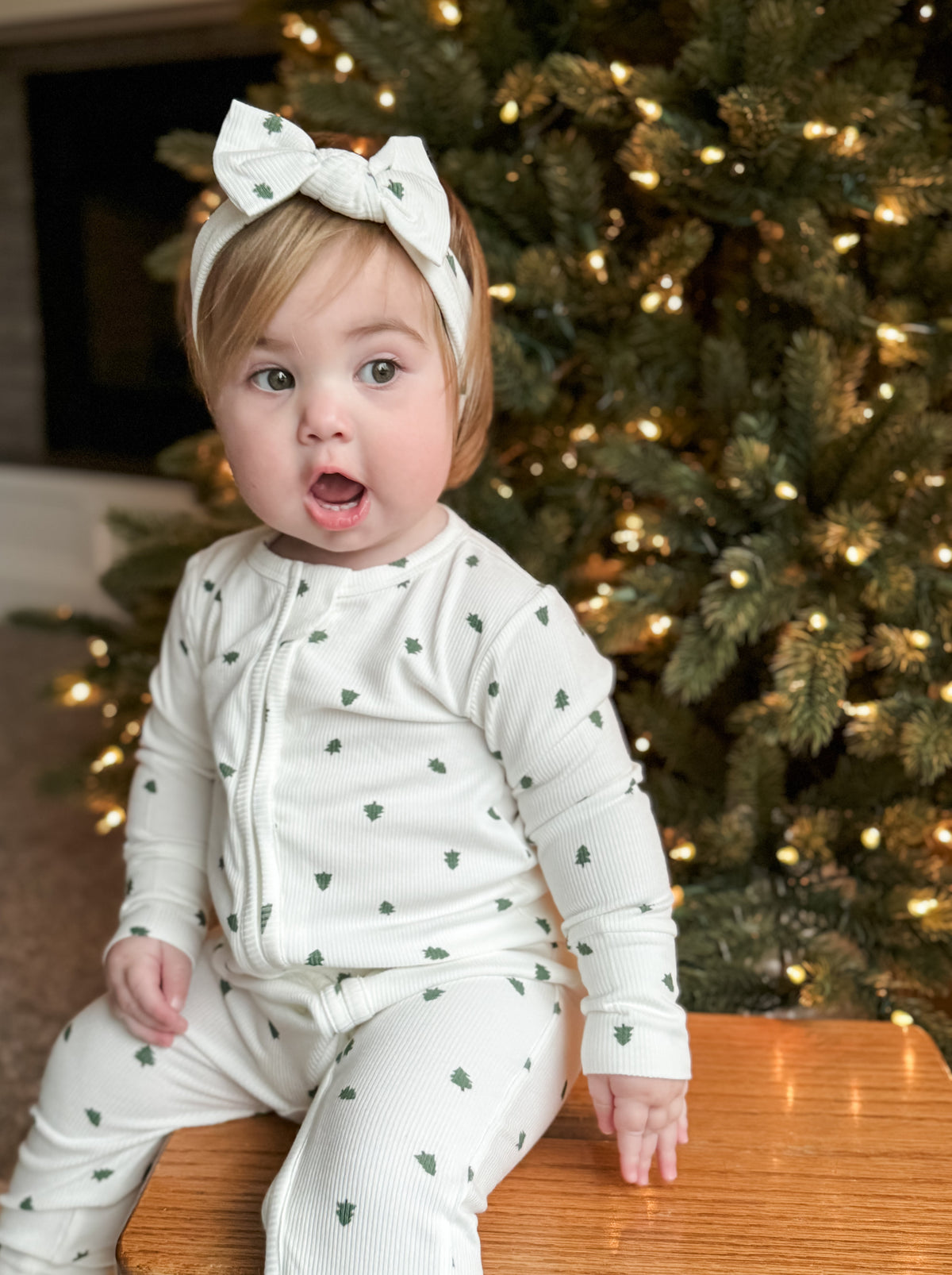 Tiny Trees Ribbed Bamboo Zippy Pajamas