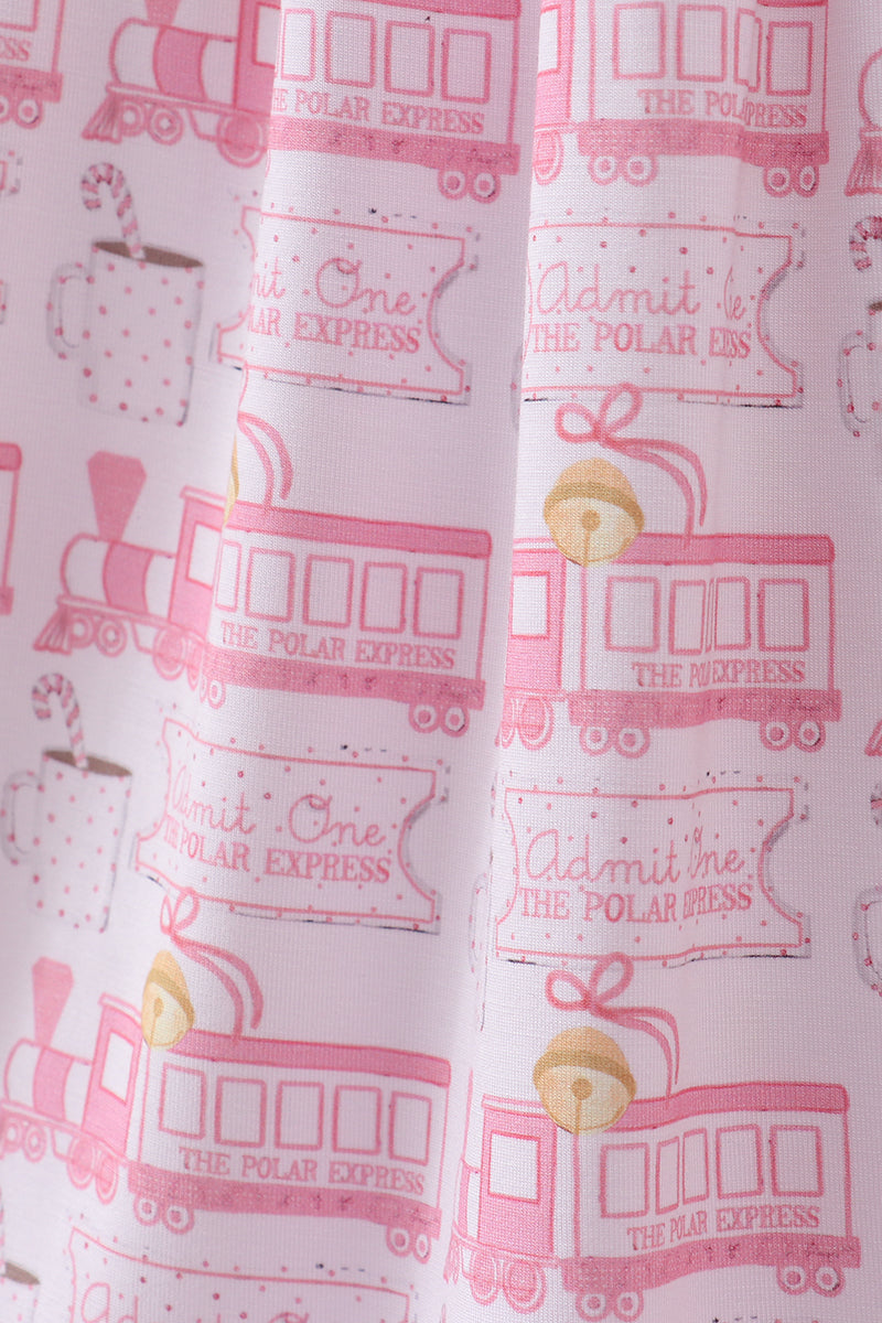 Pink train bamboo pajamas dress