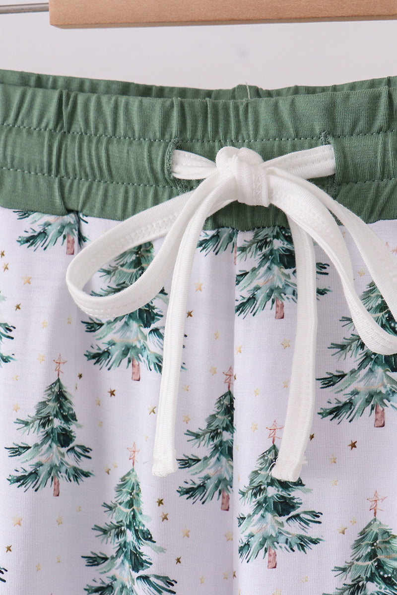 Green christmas tree bamboo mom pants