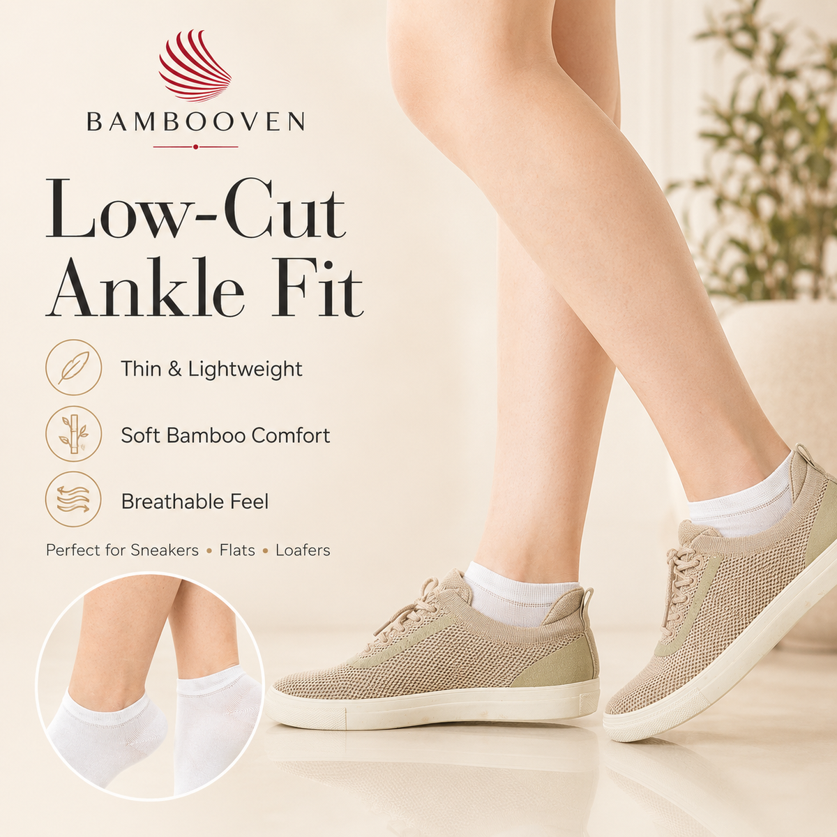 Women’s Bamboo Ankle Socks 6-Pack – Mixed Colors Soft Thin Low-Cut Socks