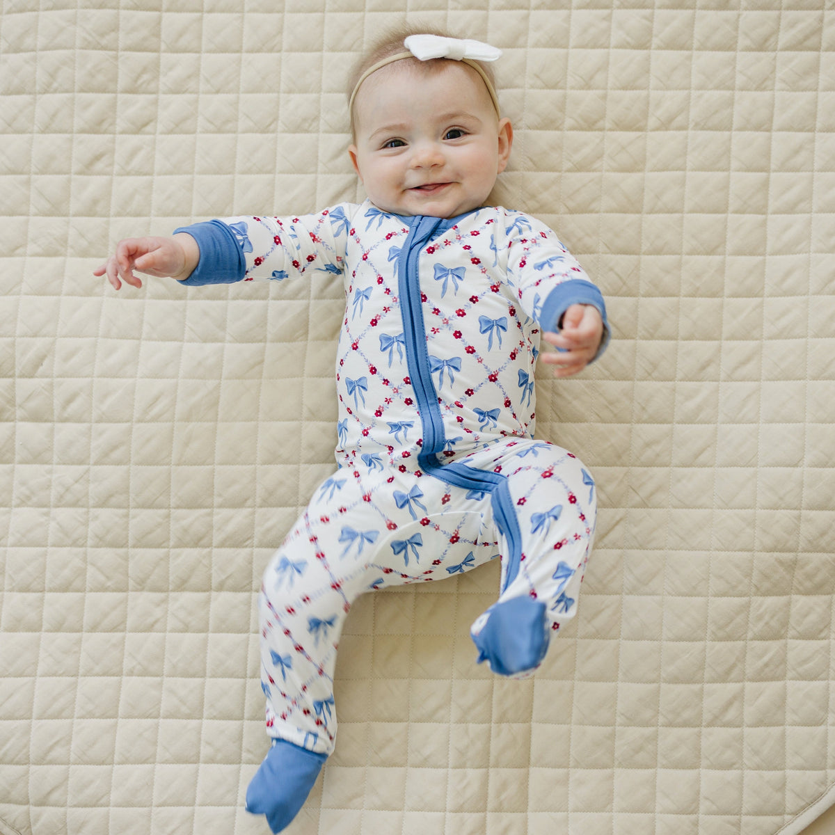 Red White & Bows Bamboo Zippy Pajamas