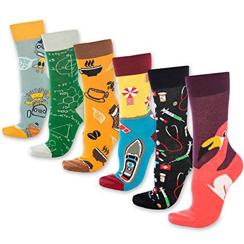 Fun Crew Socks for Men and Women – Colorful Cotton Novelty 6-Pack