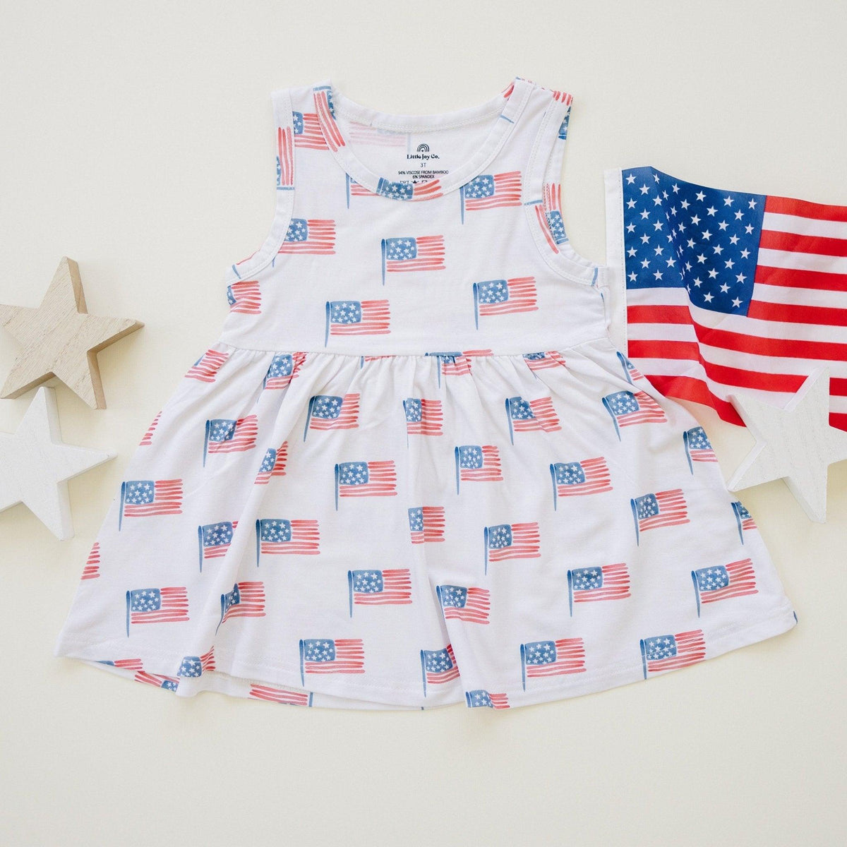 Flag Print Bamboo Peplum Top & Bike Shorts