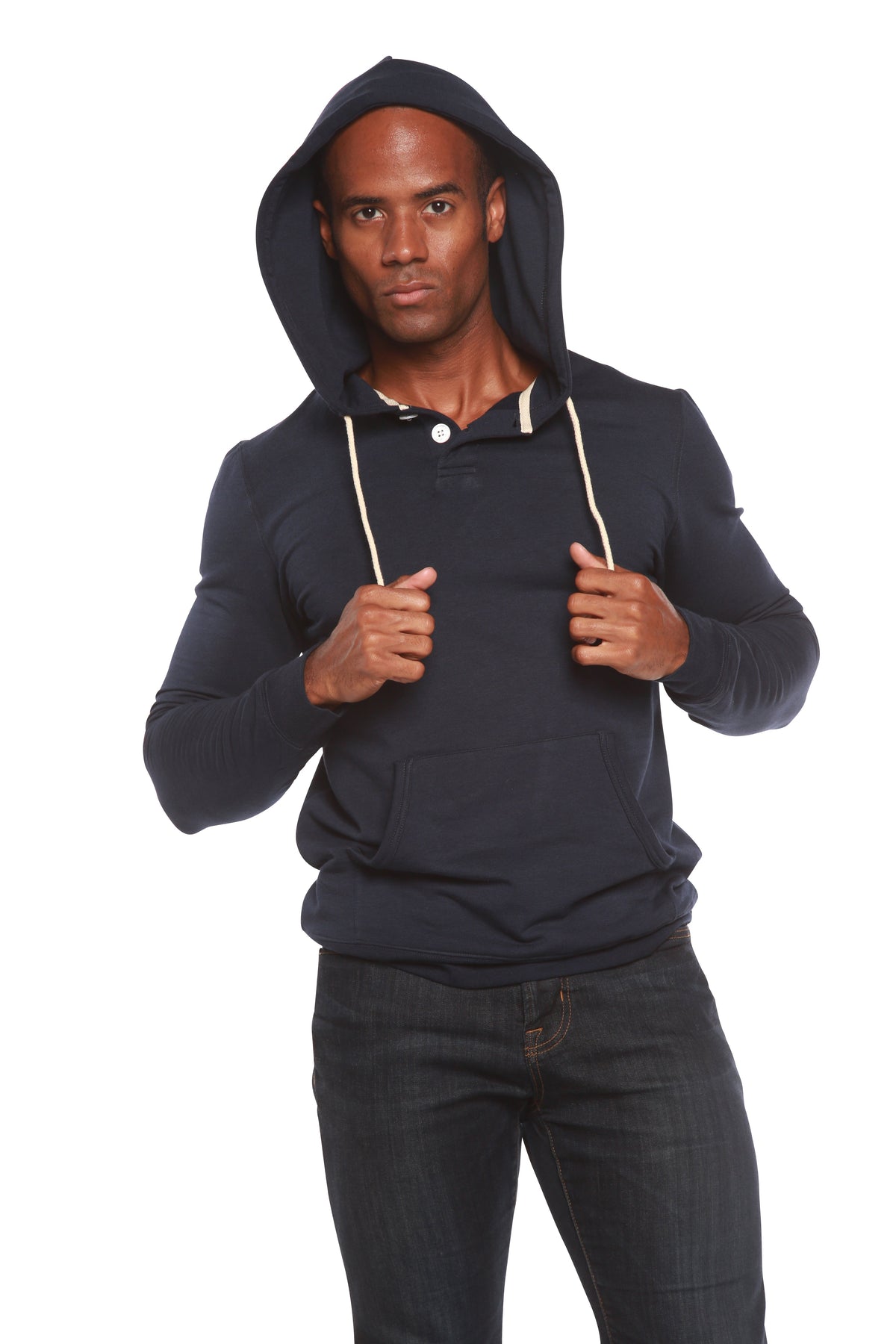 Men's Henley Style Bamboo Viscose Fleece Hoodie