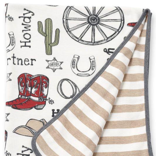 Western Cowboy Howdy Partner Cotton Baby Stroller Blanket