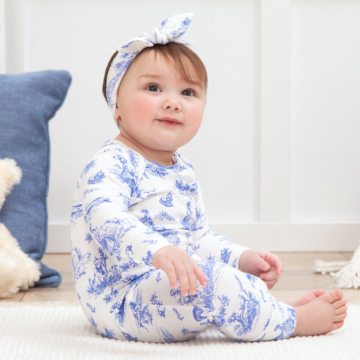 Baby Girl Toile de Jouy Bamboo Romper