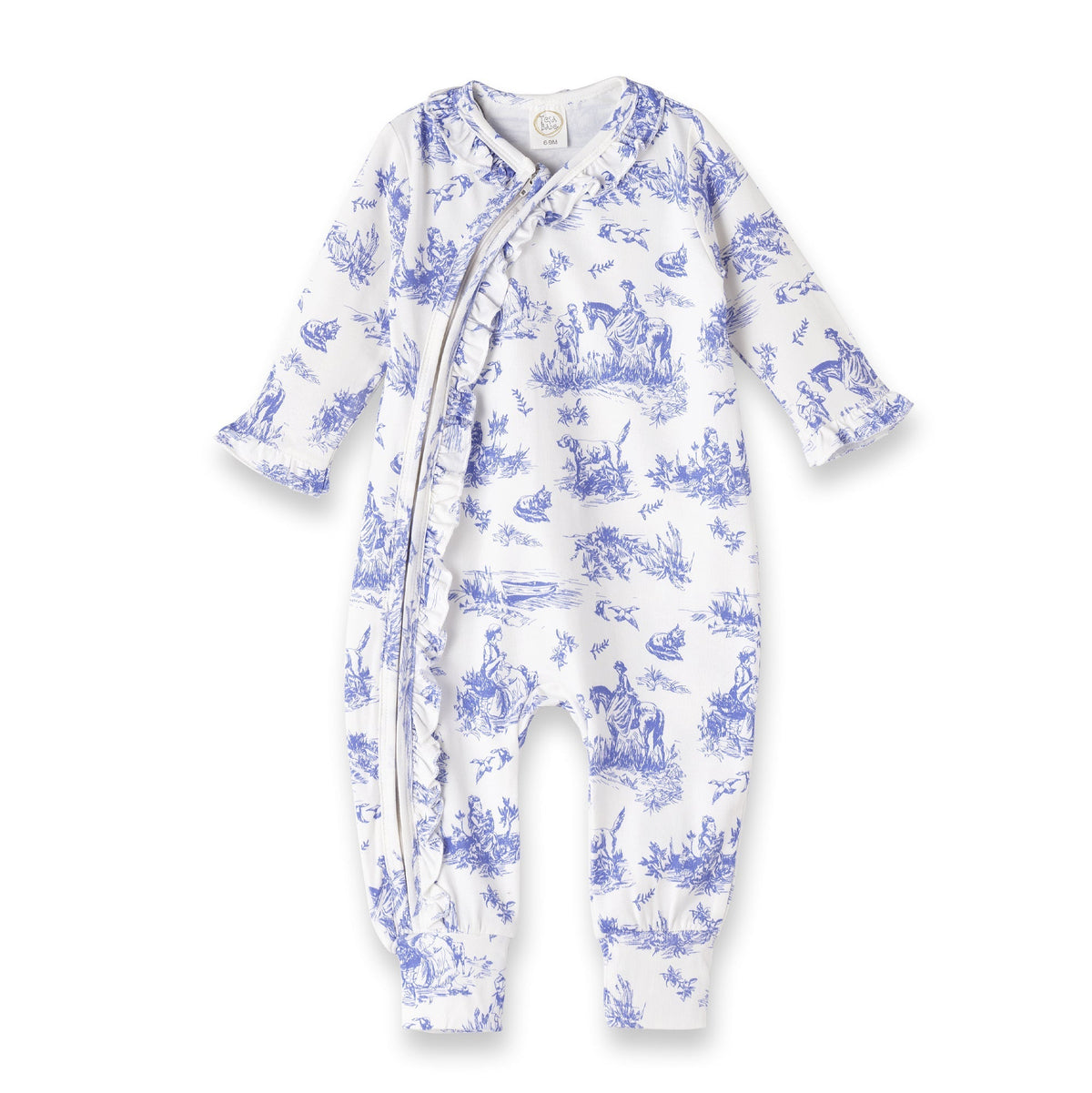 Baby Girl Toile de Jouy Bamboo Zipper Romper - Mommy and Me